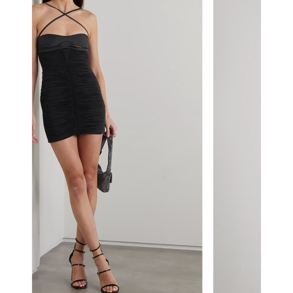MUGLER Cutout ruched stretch-jersey mini dress